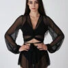 REV ACTIV Mesh Wrap Blouse - Black 2 REV ACTIV Mesh Wrap Blouse - Black -Underwear General Store black mesh set pleasure shirt blouse 2
