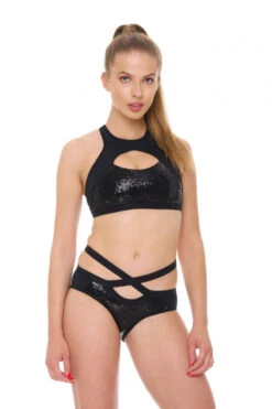 Bandurska Cosmic Top - Black Sequin -Underwear General Store cosmic set3