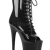Pleaser USA Flamingo-1021 8inch Pleaser Peep Toe Boots - Patent Black -Underwear General Store flamingo 1021 b