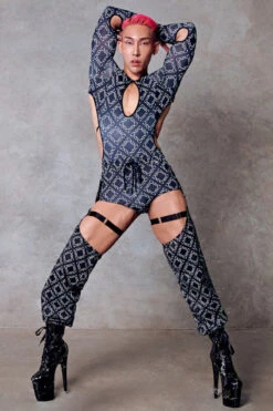 CXIX 119 Chaps - Black Print -Underwear General Store monogram chaps black fashion polewear dancewear poledance