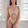 Hamade Activewear Cut Out Bodysuit - Beige -Underwear General Store nudebodysuit