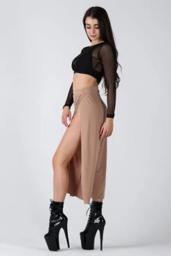 REV ACTIV Sensual Flow Pants (with Leg Slit) - Coffee -Underwear General Store sensual coffee pants with slits 3
