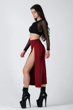 REV ACTIV Sensual Flow Pants (with Leg Slit) - Wine -Underwear General Store sensual wine pants with slits 3