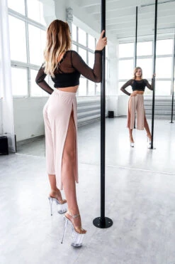 REV ACTIV Sensual Flow Pants (with Leg Slit) - Beige -Underwear General Store spodnieexoticsensualnudeside