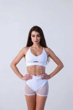 REV ACTIV Pleasure Mesh Shorts - White -Underwear General Store szorty do pole dance siatka biale